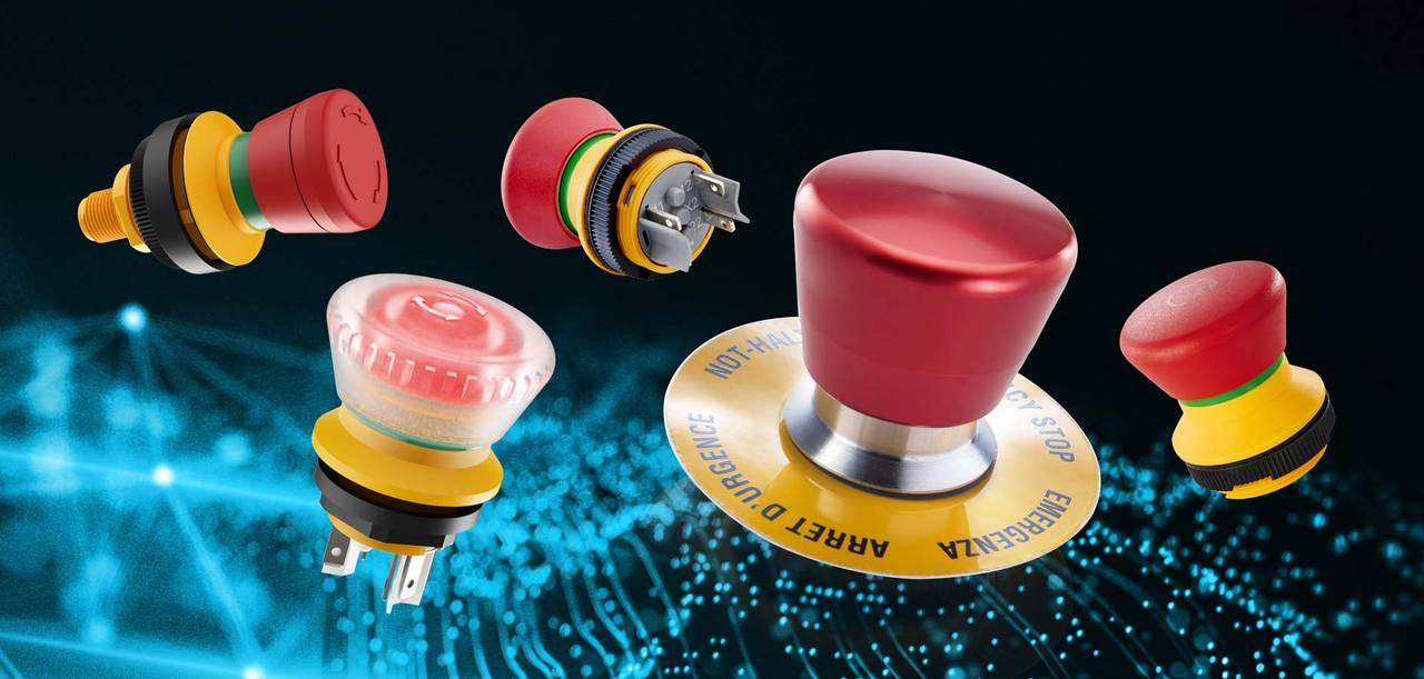 [Translate to Chinesisch:] Many of the RAFI control components are also available in optically matching emergency stop versions. 